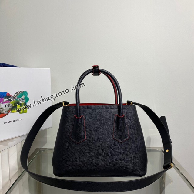 Prada專櫃新款迷你號DoubleBagmini號購物袋 1BG443 普拉達粗十字紋牛皮手提女包 csp1101
